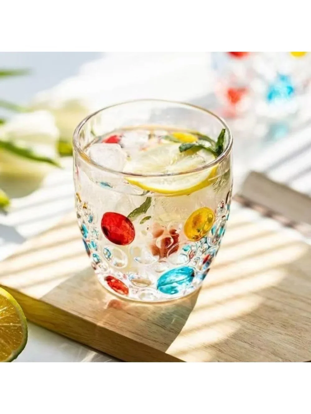 Colorful Lead-Free Glass Tumblers Set of 6 | Stylish Drinkware for Home
